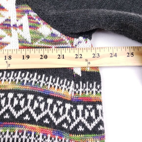 Signature Studio Gray Long Cardigan Sweater Colorful Tribal Pattern Women Large - Picture 7 of 10